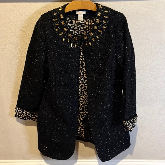 Chicos Rhinestone Collared Jacket size 0 - Picture 1 of 9